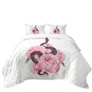 Pink Flowers Snake Coverlet