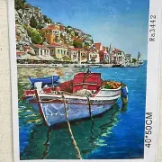 Paint By Numbers Kit DIY Italian Sea Side & Boat Painting on Canvas Frameless