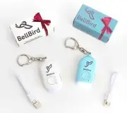 Bellbird - Set of (2) RECHARGEABLE Personal Safety Keychain Alarms BLUE & WHITE