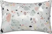 Satin Pillowcase for Hair and Skin Silk Pillow Cases Queen Size Satin Pillow Cover 20x30 Inches Terrazzo Marble Pastel Pillowcases with Zipper Cooling Pillow Cases Gifts for Women Men