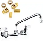 Wall Mount Faucet 14 Inches Swivel Spout Commercial Sink Faucets 8 Inches Center
