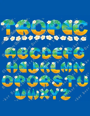 Tropical Alphabet Collage Sheet Supplies Scrapbooks Junk Journal Card Making