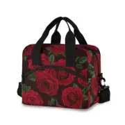 Insulated Lunch Bag for Women Men Red Rose Flower Floral Lunch Box Reusable L...