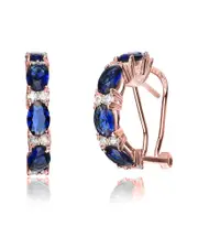 Genevive 18K Rose Gold Vermeil CZ Half Hoops
