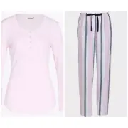 Peter Alexander Women’s Stripe Flannelette PJ Pants/Pink Henley LS Top-Size XXL