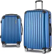 [Wanderlite] Luggage Set 20" 28" Blue Trolley Suitcase Hand Luggages Hard Case Shell, Travel Strap Bag Carry On Adult Kids, Lightweight Roller 4 Universal Wheels