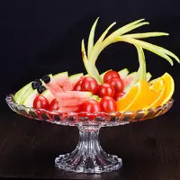 在飛比找ETMall東森購物網優惠-高腳玻璃水果盤創意現代客廳大號酒店專用水果拼盤 KTV酒吧家