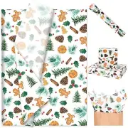 100 Sheets Christmas Pine Cone Tissue Paper Gingerbread Man Tree Lemon Pine C...