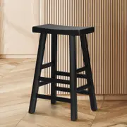 Oikiture Bar Stools Kitchen Stool Wooden Counter Chairs Barstools Black