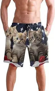 [XYMZR] Kittens Blue Eyes Men's Swim Trunks Quick-Dry Bathing Suit Swimming Board Shorts S