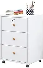 Wooden Office File Cabinet with Lock, Floor to Ceiling Movable Storage, Perfect for Home Office Organization
