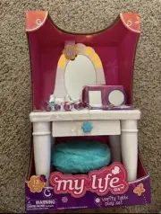 New My Life As Vanity Table Play Set for 18" Dolls lights up Make Up Accessories