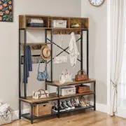 Heavy Duty Entryway 5in1 Coat Rack w/ Shoe Storage Bench Clothes Stand 10 Hooks