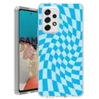 For Samsung Galaxy A23 5g A52 A53 TPU Case+Glass(Twist Checker Cyan)