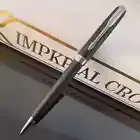 Parker Sonnet Series Ballpoint Pen Matte Black/White Clip Fine Nib Blue Ink
