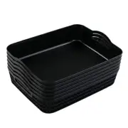 Large Plastic Storage Basket Tray with Handle, Black, Pack of 6 large