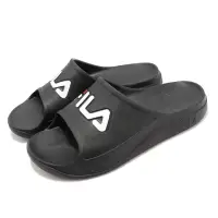 在飛比找momo購物網優惠-【FILA】拖鞋 Plumpy Slide 黑 白 男鞋 防