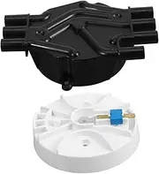 CRILSTYLEO 1 Set Ignition Distributor Cap Key Replacement Ignition Distributor Cap Rotor Black Abs
