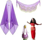 Uoqpty Porch Geese Easter Outfits | Belly Dance Veil Cement Duck Outfit with Sequin Scarf | Funny Spring Animal Statue Dress Up Accessories for 23insh 17inch Garden Figurine