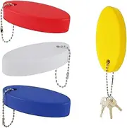 4pcs Boat Key Floating Keychain,PU Bright Color Oval Floating Key,Bright Color Oval Float Key Rings Pendant for Boating,Fishing, Surfing, Sailing,Kayak and Outdoor Water Sport (4 Colors)