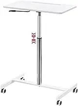 Adjustable Desk Standing Desk Adjustable Height Office Speech Lift Sit Stand Desk, Portable Mobile Laptop Desk with Wheels, Bedside Table/Eating Table, Easy to Install(White)