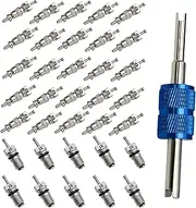 Air Conditioner Valve Core Schrader Valve Cores for Car Home AC with Teflon Seal A/C R12 R134a Refrigeration Tire Valve Stem Cores Remover Tool (36PCS)