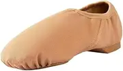 [Jruzn] Women Jazz Shoes: Stretch Canvas Split Sole Dance Shoe for Girls Adults and Men Tan