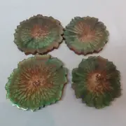 BROWN GEODE Style Coasters Cork Back Resin Opalescent Black Shimmer Set of 4