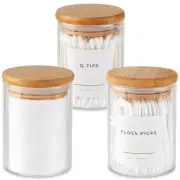 Bamboo Bathroom Set Mini Glass Apothecary Jars Container Organizers And Storage