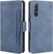 [HualuBro] Oppo Find X2 Neo Case, Magnetic Full Body Protection Shockproof Flip Leather Wallet Case Cover with Card Slot Holder for Oppo Find X2 Neo Phone Case (Blue)