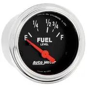 Autometer Traditional Chrome Fuel Level Gauge Electric - 73 - 10 Ohm, 2 1/16 Inch, Short Sweep, AU2515