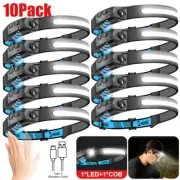 1-10x Outdoor Sensing COB Headlight USB Charging Headlight LED Strong light
