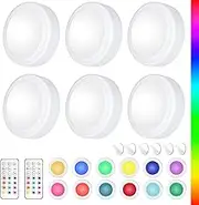 Magnetic LED Puck Lights with Remote Control 6 Pack White