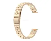 For Fitbit Luxe Special Edition Three-beads Stainless Steel Flat Buckle Replacement Strap Watchband(Gold)