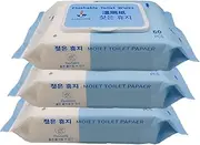 Flushable Adult Toilet Wipes, 180 Count (3 Packs of 60) 100% Plant-Based and Biodegradable For Adults