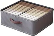 AIMALL Multi-Cell Clothes Storage Box with Bottom Plate 6.69-7.87 Inch Drawer Type Wardrobe Organizer for Pants and Clothes, Durable and Stackable Design, Beige or Grey
