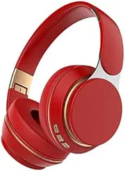 [SPOTFISH] Headband Wireless Bluetooth 5.3 Headphones,Over Ear Headphones High Fidelity Stereo Audio,Built in Call Microphone(Red)