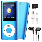 Mp3 Player With Bluetooth 5.0, Music Player With 32gb Tf Card,fm,earphone, Portable Hifi Music Play Blue