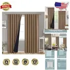 Total Blackout Thermal Curtains - Stylish Solid Taupe, 52 x 90 Inches, 2 Panels