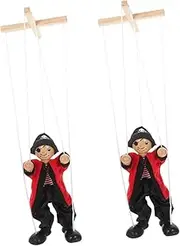 2Pcs Pirate Marionette Puppet Dolls Funny Wooden String Puppets for Play for Parties Decor and Storytelling Fun