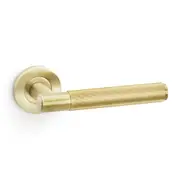 Alexander and Wilks Spitfire Reeded Lever on Round Rose Satin Brass PVD