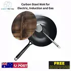 Carbon Steel Wok 12.5 Inch Electric, Induction-Gas Stoves Wok Spatula Lid Set