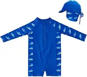 Big Softies Long Sleeve Rashie with Swim Hat- Shark, Size 0