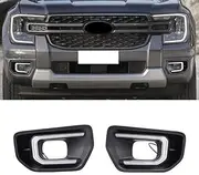 2Pcs Car LED Daytime Running Light Fog Lamp Cover DRL Dynamic Turn Signal Light for Ford Ranger 2023-XLT Sport Platinum