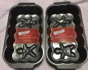 Entenmann’s Christmas Holiday Gingerbread Man Woman Bow Bread Mold Loaf Pans NEW