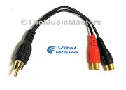Premium RCA Audio "Y" Cable Adapter HQ Splitter 1 Male to 2 Female Jacks VWLTW