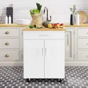 Shintenchi Kitchen Island Cart with Storage,Rolling Side Table on Wheels with La