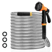 Garden Hose 100FT Stainless Steel Water Hose with 10 Functions Adjustable Spr...