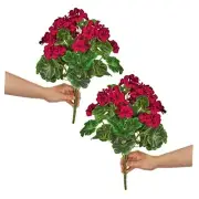 2Pcs 19'' Realistic Artificial Geranium, Uv Resistant, Red Geranium Flower