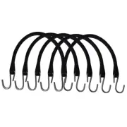 (5) 15" Inch Heavy Duty Natural Rubber Bungee Cords with S Hooks